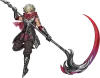 A white-haired gnome with an oversized scythe