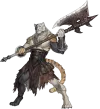 An undead made from the stitched bodies of various catfolk and feline beasts, weilding a gigantic axe.